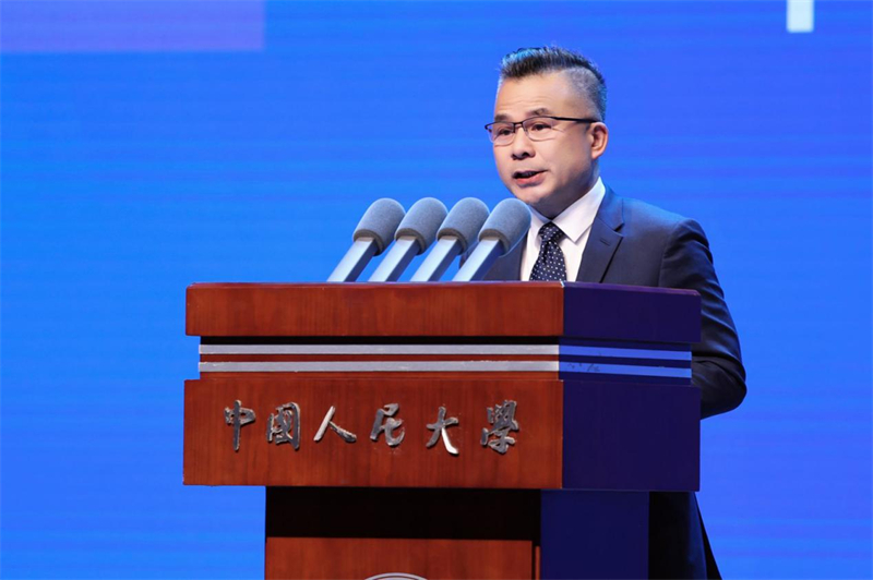中國人民大學副校長鄭新業致辭(主辦方供圖)