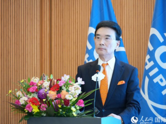 在日中國企業協會會長王家馴致辭。人民網 許可攝